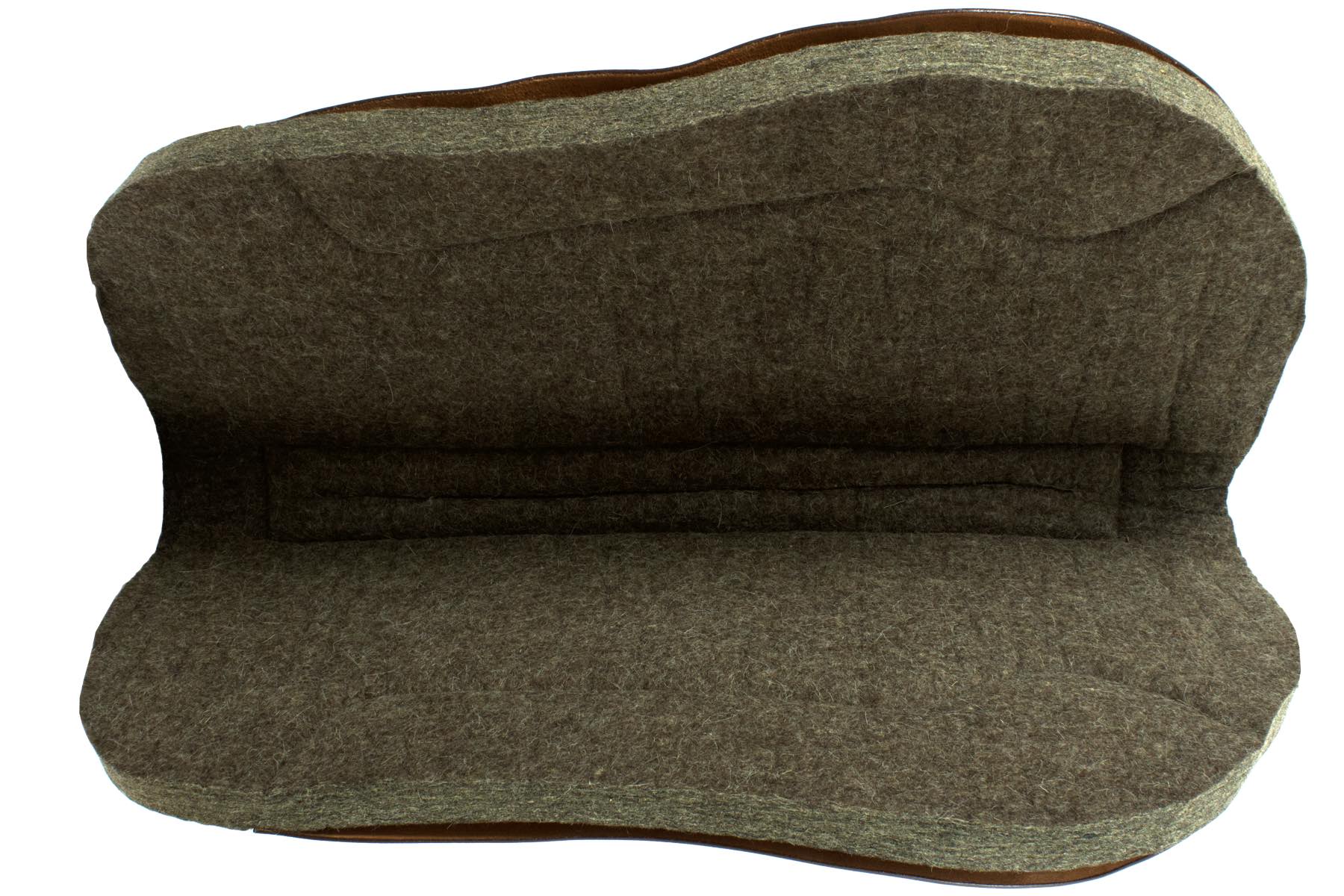 Western Filzpad, roundskirt kurz mit dunkelbraunem Leder 74 x 82 cm,