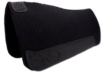 Western-Filzpad schwarz, Westernpad mit Lederbesatz schwarz