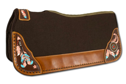 Western-Filzpad, Westernpad mit Lederbesatz Pfeil &amp; Feder, anatomisch