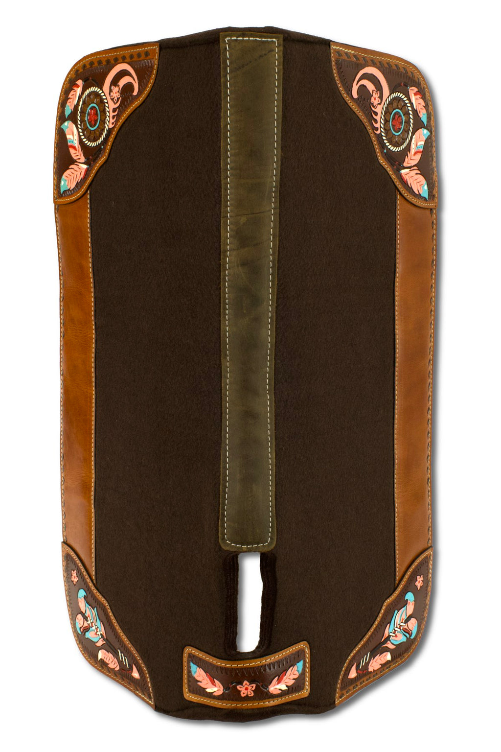 Western-Filzpad, Westernpad mit Lederbesatz Pfeil &amp; Feder, anatomisch,