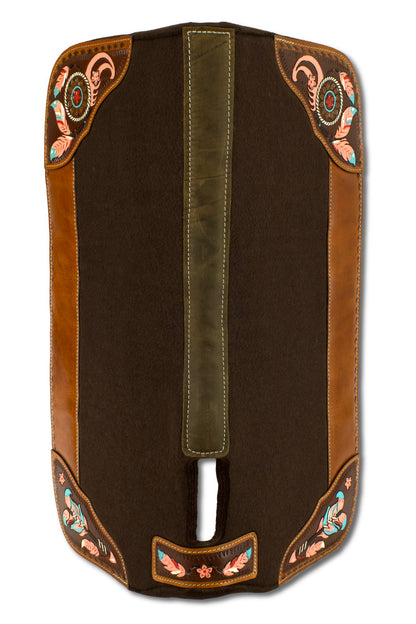 Western-Filzpad, Westernpad mit Lederbesatz Pfeil &amp; Feder, anatomisch,