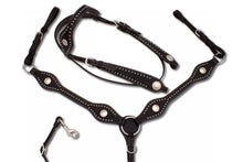 Westerntrense, Set aus Kopfstück und Vorderzeug mit silbernen Conchos und Nieten, dunkelbraun