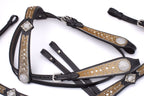 Show Western-Kopfstück schwarz, Set aus Trense mit Vorderzeug, Gürtelschnalle mit Strass,