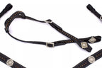 Westernset schwarz mit kupferfarbenen Nieten, silberfarbene Conchos, Einohr,