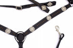 Westernset schwarz mit kupferfarbenen Nieten, silberfarbene Conchos, Einohr,