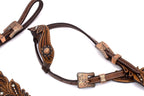 Vintage-Look Einohr Westerntrense, Set aus Kopfstück und Vorderzeug, dunkelbraun, mit Strass,