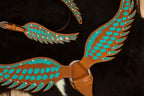 Wings Show Western-Kopfstück, Set aus Vorderzeug und Trense, türkis mit Strass, in Flügelform,