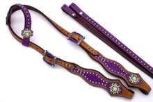 Einohr Westerntrense lila mit klaren Conchos inkl. Zügel